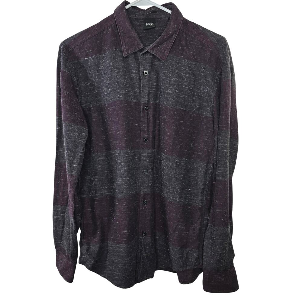 Boss Hugo Boss Slim Fit Leggiuno Italian Fabric Button-up Shirt Size Large